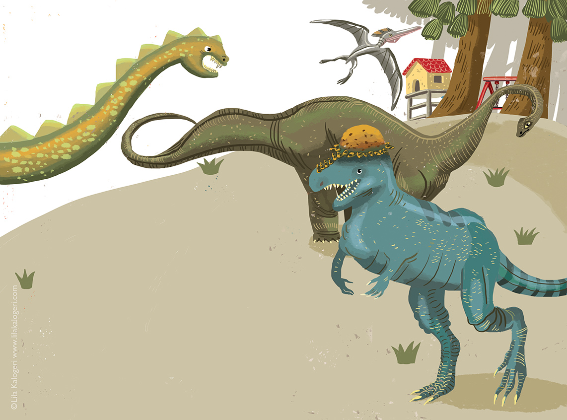 illustration colors kids dinosaurs park