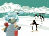 kid illustration color play grandad grandson north pole penguins